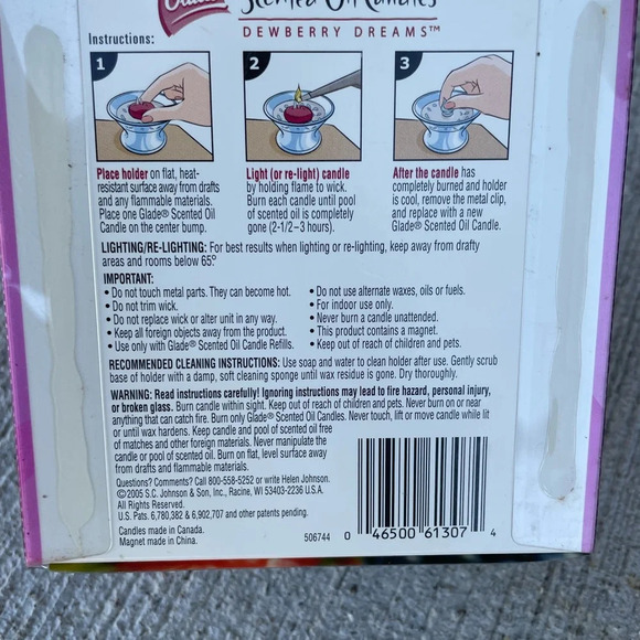 Glade Scented Oil Candles and Warmer- Dewberry Dreams NEW NOS - Picture 3 of 4